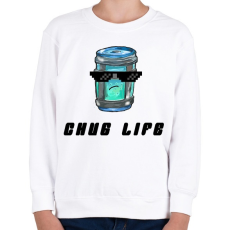 PRINTFASHION Chug Life - Fortnite - Gyerek pulóver - Fehér