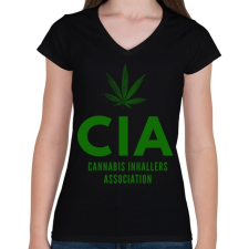 PRINTFASHION CIA - Női V-nyakú póló - Fekete női póló
