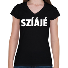 PRINTFASHION CIA - Női V-nyakú póló - Fekete