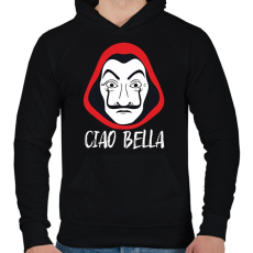 PRINTFASHION Ciao Bella - A nagy Pénzrablás - Money Heist - La Casa de Papel - Férfi kapucnis pulóver - Fekete