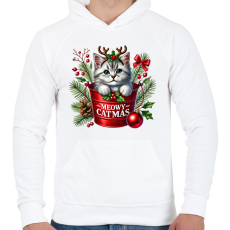 PRINTFASHION cica (1) - Férfi kapucnis pulóver - Fehér