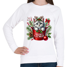 PRINTFASHION cica (1) - Női pulóver - Fehér női pulóver, kardigán