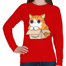 PRINTFASHION Cica a dobozban - Női pulóver - Piros