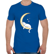PRINTFASHION Cica a holdon alszik mese - Férfi póló - Királykék férfi póló