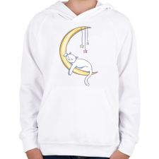 PRINTFASHION Cica a holdon alszik mese - Gyerek kapucnis pulóver - Fehér gyerek pulóver, kardigán