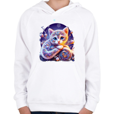 PRINTFASHION Cica alebrije stílusban - Gyerek kapucnis pulóver - Fehér gyerek pulóver, kardigán