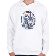 PRINTFASHION Cica alebrije stílusban - Gyerek kapucnis pulóver - Fehér gyerek pulóver, kardigán