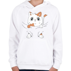 PRINTFASHION Cica baba - Gyerek kapucnis pulóver - Fehér