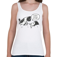 PRINTFASHION Cica barát - tudod mennyi az idő - Női atléta - Fehér női trikó