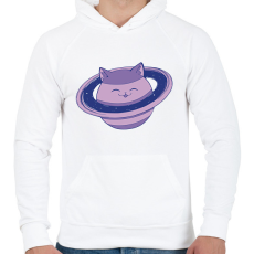 PRINTFASHION Cica bolygó - Férfi kapucnis pulóver - Fehér