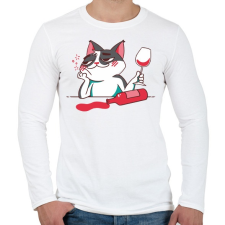 PRINTFASHION Cica borozik - Férfi hosszú ujjú póló - Fehér férfi póló