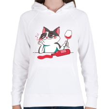 PRINTFASHION Cica borozik - Női kapucnis pulóver - Fehér női pulóver, kardigán