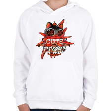 PRINTFASHION Cica - Cuki de veszélyes - Gyerek kapucnis pulóver - Fehér gyerek pulóver, kardigán