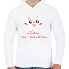 PRINTFASHION Cica cuki vagyok - Férfi kapucnis pulóver - Fehér férfi pulóver, kardigán