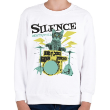 PRINTFASHION Cica dobos a csend romboló - Gyerek pulóver - Fehér gyerek pulóver, kardigán