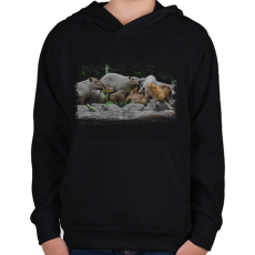 PRINTFASHION cica és capybarák - Gyerek kapucnis pulóver - Fekete