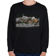 PRINTFASHION cica és capybarák - Gyerek pulóver - Fekete gyerek pulóver, kardigán