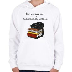 PRINTFASHION Cica és Könyv - Gyerek kapucnis pulóver - Fehér