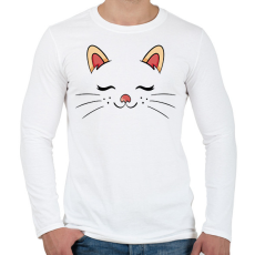 PRINTFASHION Cica fej - Férfi hosszú ujjú póló - Fehér