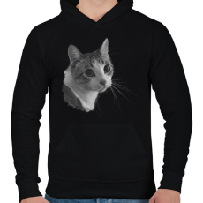 PRINTFASHION Cica (fekete fehér újság) - Férfi kapucnis pulóver - Fekete