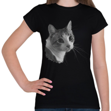 PRINTFASHION Cica (fekete fehér újság) - Női póló - Fekete