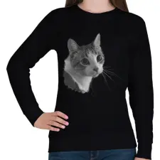 PRINTFASHION Cica (fekete fehér újság) - Női pulóver - Fekete női pulóver, kardigán
