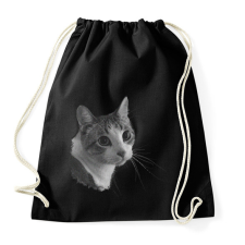PRINTFASHION Cica (fekete fehér újság) - Sportzsák, Tornazsák - Fekete tornazsák