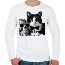 PRINTFASHION Cica - Férfi hosszú ujjú póló - Fehér férfi póló