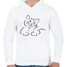 PRINTFASHION Cica - Férfi kapucnis pulóver - Fehér férfi pulóver, kardigán