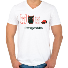 PRINTFASHION Cica - Férfi V-nyakú póló - Fehér