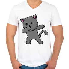 PRINTFASHION Cica - Férfi V-nyakú póló - Fehér