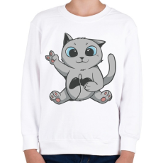 PRINTFASHION Cica gamer  - Gyerek pulóver - Fehér