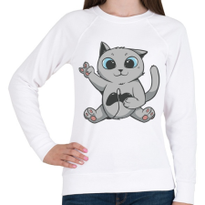 PRINTFASHION Cica gamer - Női pulóver - Fehér női pulóver, kardigán
