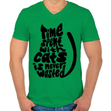 PRINTFASHION Cica gazdi - Férfi V-nyakú póló - Zöld férfi póló