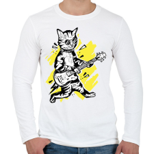 PRINTFASHION Cica gitárral - Férfi hosszú ujjú póló - Fehér férfi póló