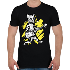 PRINTFASHION Cica gitárral - Férfi póló - Fekete férfi póló