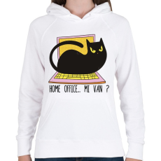 PRINTFASHION Cica home office  - Női kapucnis pulóver - Fehér