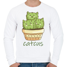 PRINTFASHION Cica - kaktusz - Catcus - Férfi pulóver - Fehér