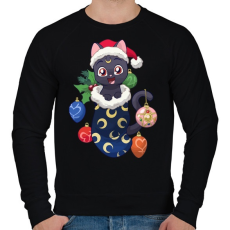 PRINTFASHION Cica Karácsony - Férfi pulóver - Fekete