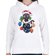 PRINTFASHION Cica Karácsony - Női kapucnis pulóver - Fehér