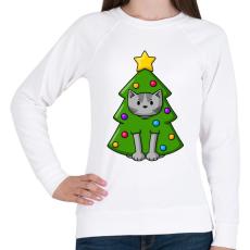 PRINTFASHION Cica karácsonyfa - Női pulóver - Fehér