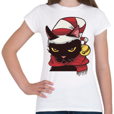 PRINTFASHION Cica karácsonyi sapka sál - Női póló - Fehér