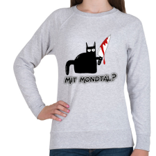 PRINTFASHION Cica késsel - Női pulóver - Sport szürke női pulóver, kardigán