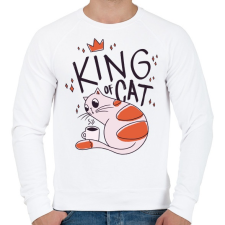 PRINTFASHION Cica király - Férfi pulóver - Fehér férfi pulóver, kardigán