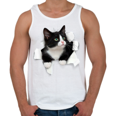 PRINTFASHION Cica kitőr - Férfi atléta - Fehér