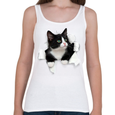 PRINTFASHION Cica kitőr - Női atléta - Fehér női trikó