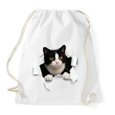 PRINTFASHION cica kitőr - Sportzsák, Tornazsák - Fehér tornazsák