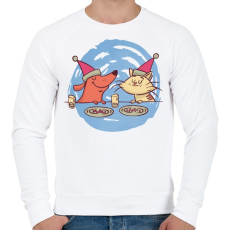 PRINTFASHION Cica kutya barátok  - Férfi pulóver - Fehér