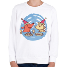 PRINTFASHION Cica kutya barátok  - Gyerek pulóver - Fehér gyerek pulóver, kardigán