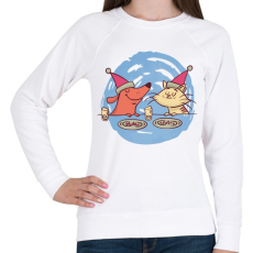 PRINTFASHION Cica kutya barátok  - Női pulóver - Fehér